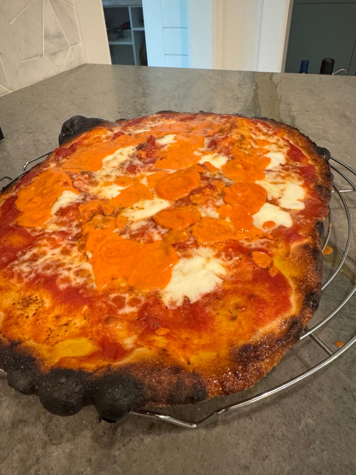 Greg's pepperoni and mozzarella pizza