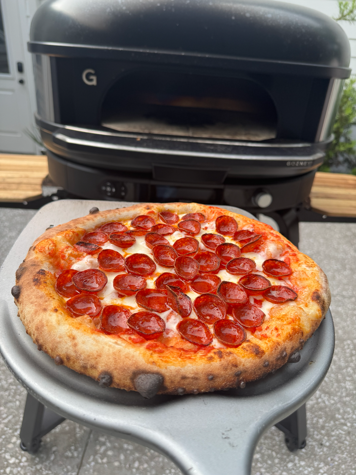 Greg's pepperoni pizza fresh from Gozney oven