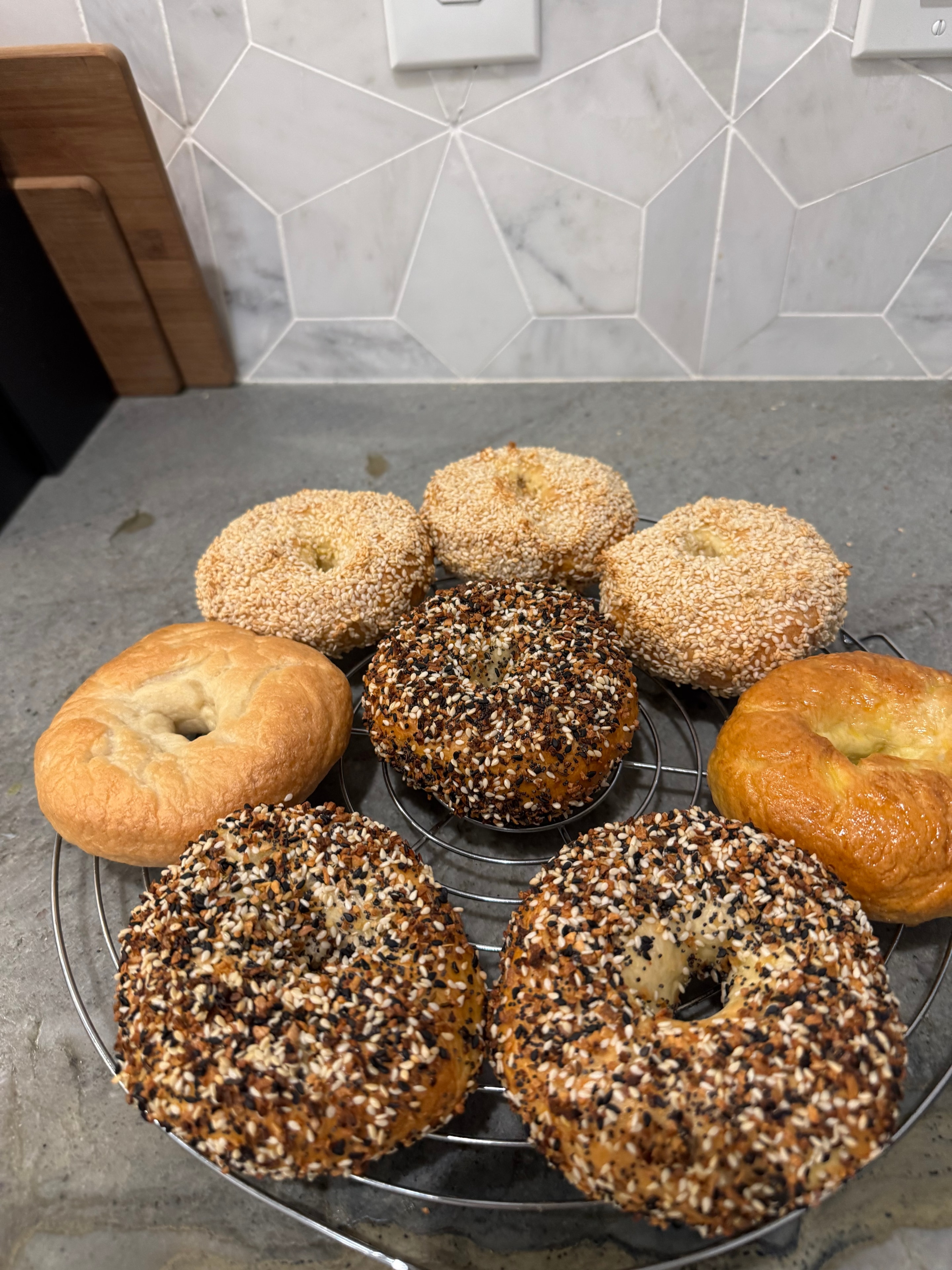 Assorted bagels fresh baked
